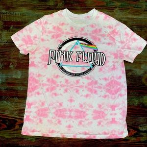 Pink Floyd Juniors Fit Pink White shirt size Med Dark Side of the Moon Logo